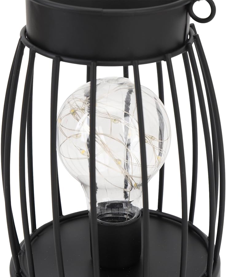 فانوس طاولة معدني كلاسيكي يعمل بالبطارية، ضوء محمول للمنزل وساحات الفناء والممرات - Image 2